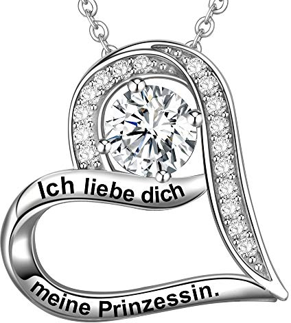 LOVORDS Damen Halskette Gravur 925 Sterling Silber Herz Kette Anhänger Liebesgeschenke für Frauen Freundin Tochter