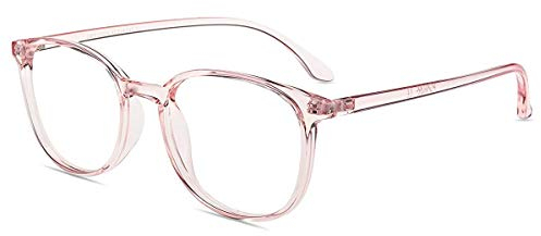 Firmoo Lesebrille mit Sehstärke 1.5 für Damen Herren, Blaulicht Computer Lesebrille für Bildschirme, Blendfreie Lesehilfe TR90 Klar Rosa