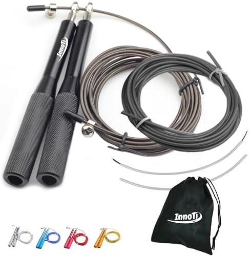 InnoTi Springseil Erwachsene Fitness - Mit Oder Ohne Ballast - Speedrope Seilspringen Crossfit für Boxen - Anti-Rutsch Leichte Aluminium Griffe für Double Unders