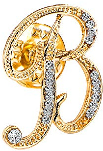 Initial Letter Brooch Pin Small Lapel Pin Tie Tack Name Personalized Gifts for Women Men Gold B
