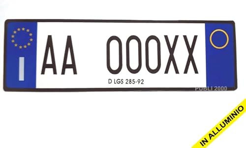 (Publi 2000) TARGA REPLICA ANTERIORE IN ALLUMINIO PERSONALIZZABILE ART.102 D.LGS. 285/92 PER COMUNICARE IL NUMERO DI TARGA: email: publi2000@Libero.it TEL.3282918072
