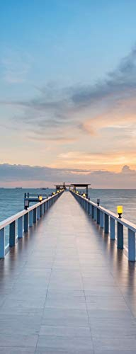 A.Monamour Türtapete Selbstklebend Türfolie Türposter 3D Lange Weg Pier Brücke Über Den Ozean Strand Sonnenuntergang Landschaft Vinyl Folie Türdeko Tapete Wandbild Türaufkleber Türtattoo 77 x 200 cm
