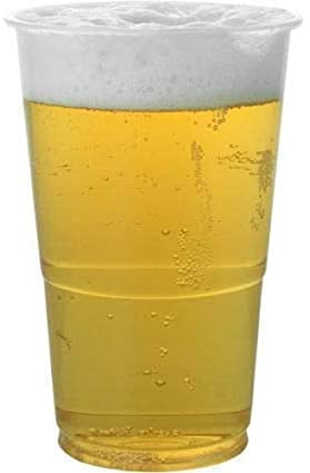 100 x 330ml Half Pint Clear Plastic Cups Disposable Glasses Beer Cups – Strong PET Plastic, BPA Free and Recyclable- Heavy Duty and Ideal Beer Cups for Festivals, BBQs, and Football Games