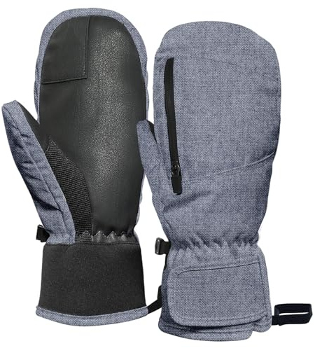 Guanti Da Sci Uomo Invernali - Antivento, Termici, Sottili, Impermeabili per Bici, Calcio, Scooter, Moto (XL, Grigio)