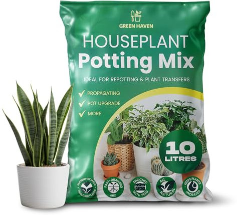 CUQOO Houseplant Potting Mix 10L – Peat-Free Premium Soil for Indoor Plants, Nutrient-Rich House Plant Compost for Healthy Growth, Repotting & Drainage, Indoor Plant Soil for Herbs & Flowers