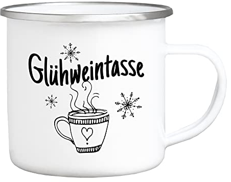 Emaille Becher Tasse - Glühweintasse - Weihnachtsmarkt Weihnachtszeit Winterzeit Winter für Glühwein Punch Teetasse Teebecher