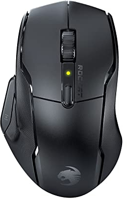 ROCCAT Kone Air – Kabellose ergonomische Gaming-Maus mit 800 Stunden Akkulaufzeit, optischem 19 K DPI-Sensor, doppelt gespritzten Gummigriffen, programmierbarem Tastendesign und optischen