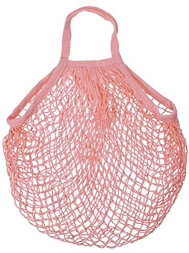 sourcing map Cotton Mesh Bag, 15x13.8 Reusable Washable Mesh Net String Grocery Bags Organizer for Fruits Vegetables Shopping Brown
