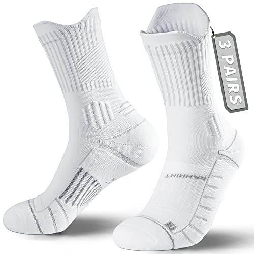 Rahhint Coolmax 3 Pack Kompressions Laufsocken Herren Damen | Anti-Blasen Sportsocken mit TAB-Design Kompressionszone Belüftungsnetz und Fußgewölbeunterstützung funktionssocken Größe35-51