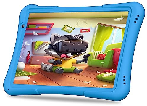 PRITOM 10 inch Kids Tablet Android 12 Tabletas 4GB(2+2) 32GB, Quad-Core, 6000mAh, Large HD IPS Display, WiFi 6, Dual Camera, Bluetooth, Toddler Tablet for Kids Age 3+, Blue