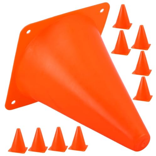 BRIGHTFUFU 10 Stück Sporthütchen Aus Kunststoff Kleine Fußball Trainingsmarkierungen Kegel Förmige Übungshütchen Leuchtend Orange Robust Und Faltbar Für Fußball Und Rollschuhtraining