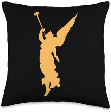 Holy Angel Trumpet Divine Angel Wings Majestic Guardian Throw Pillow, 16x16, Multicolor