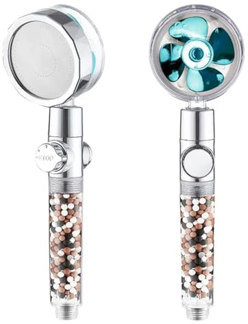 Super Mundo - Alcachofa de Ducha Alta Presión, con turbo, Cabezal de Ahorro de Agua y Aumento de Presión con Filtración de Piedras(93854)