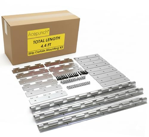 Acepunch Ferretería para cortinas de tiras de PVC - Soporte de montaje universal - Fácil de instalar - Soportes de montaje precisos para tiras de plástico de vinilo de 135 CM - AP1450
