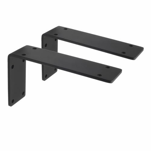 tow000ack 2x Schwimmende Regalhalterung,Schwerlast Regalträger Regalwinkel aus Eisen,L-Form Wandhalterung Regalhalter,für Kitchen,Office,Schuhregal,Lagerregal,mit Schrauben,Schwarz (9cm)