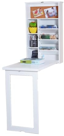 Schreibtisch Klappbar Wand mit Lagerung, Verdickter Desktop, Hohe Tischbeine, Bewegliches Brett, Mehrzweck, Wandklapptisch, für Küche Büro Wohnzimmer