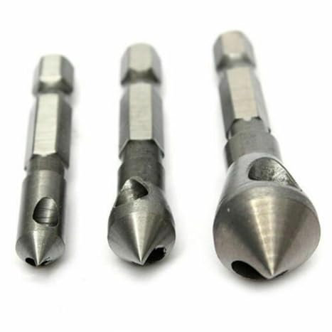 Juego de brocas avellanadoras de 90 grados, 3 uds., brocas de desbarbado, cortador de agujeros, herramientas manuales, juego de chaflán de madera, Metal y plástico
