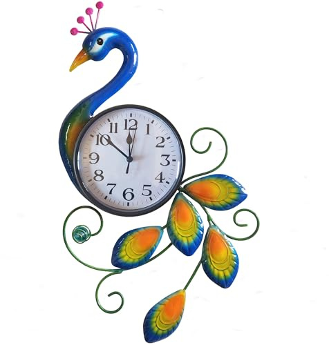 JFRISING Peacock Wall Clock Modern Creative Household Simple Decorative Clock Mute Wall Chart Clock, Fashion Art Decoration Wall Clock for Living Room,Bedroom,Kitchen