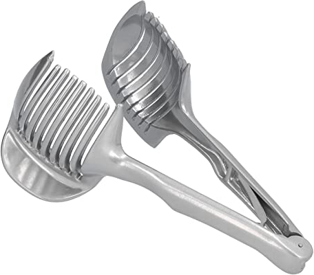 PerGar Zwiebelschneider, Edelstahl-Kartoffelschneider, Mehrzweck-Hand-Runde Obstzange, Tomatenschneider, Hand-Zwiebelschneider mit Griff für Küchen-Schneidhilfe-Gadgets-Werkzeug