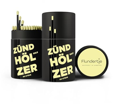 Flundertje tändstickor från Hamburg – 10 cm lång tändsticka, stor tändsticka, hög kvalitet presentset (3, gul)