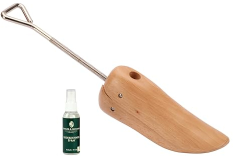 Langer & Messmer élargisseur de chaussures et de bottes pour la boîte à orteils pour femmes contre les chaussures qui serrent fabriqué en bois de hêtre y compris spray d'élargissement du cuir 50ml