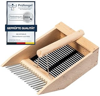 Neustanlo | Raccogli bacche | In legno di faggio certificato PEFCTM di alta qualità con inserto in plastica | filo di ferro zincato con protezione anticorrosione | ideale per mirtilli rossi