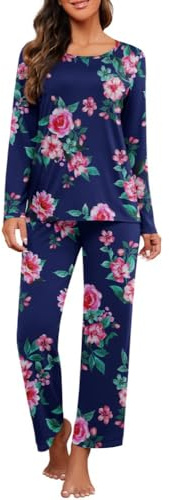 PrinStory Pigiama Per Donne Maniche Lunghe Biancheria da Notte Morbida Pyjama Set, M