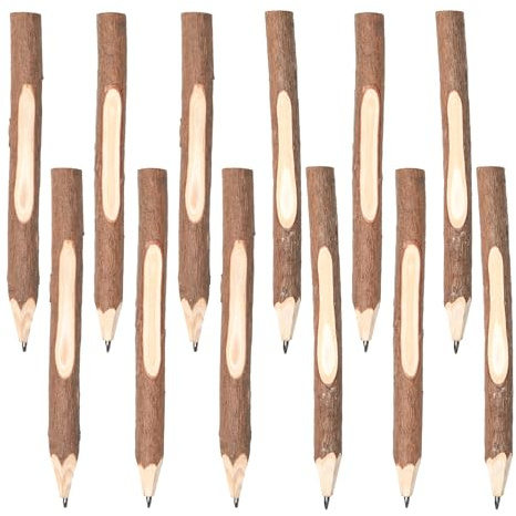 Sxutop 12 Stück Holzstifte Zweig, Holzbleistifte aus Graphit, Wald Stifte | Rinde Bleistifte, Stifte Naturholz, Holz Bleistift Zweig, für Kindergeburtstag, Wald-Partygeschenke, Büro