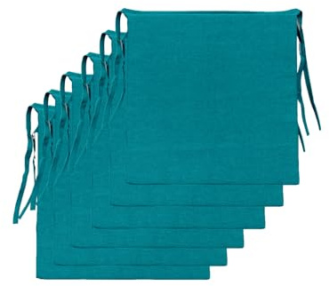 Il Tuo Artigiano Design Set mit 6 Sitzkissen für Küchenstühle, hergestellt in Italien, Stuhlkissen, 40 x 40 cm, Dicke 4 cm, Stoff, Baumwolle und Polyester, Füllung aus Frottee (Petrol)