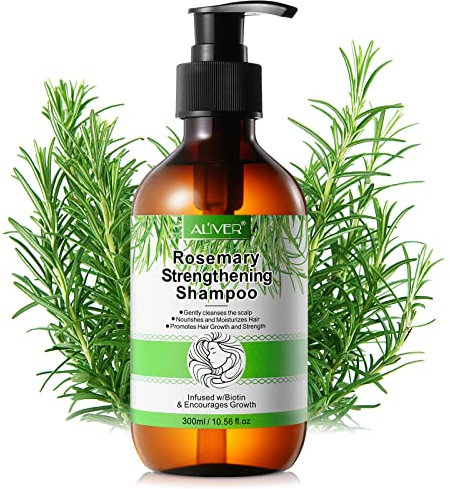Shampooing romarin pour la croissance des cheveux, rosemary shampooing renforçant la menthe contre la perte de cheveux avec biotine, shampooing au romarin pour femmes et hommes, 300 ml