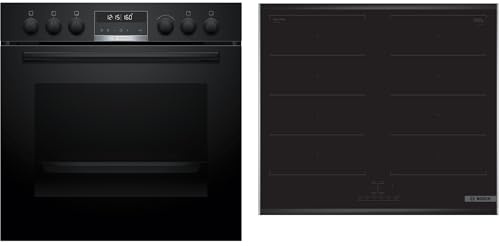 Bosch HND677LS62 Einbauherd-Set, Bestehend aus HEG578BB4 Herd, 60 x 60 cm, Air Fry, 3D Heißluft, Hydrolyse und Pyrolyse Selbstreinigung, & NVQ645CB6E Induktionskochfeld, Combi Zone, Edelstahlrahmen