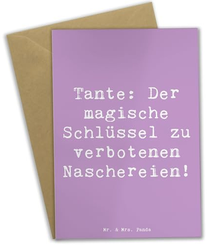 Mr. & Mrs. Panda Glückwunschkarte Spruch Zauberhafte Tante - Geschenk, Familie, weihnachtskarten, Nichte, Geheimnis, Verwandtschaft, Naschereien, Neffe, osterkarten, hochzeitskarten, Liebe, Grußkarte