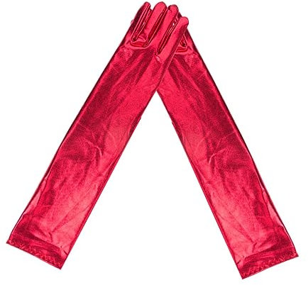 WRITWAA Cosplay Ballhandschuhe Aus Glänzendem Für Frauen Rote Kurze Tanzhandschuhe Für Kostümpartys Hochzeiten Und Aufführungen Elegantes Zubehör Für Besondere Anlässe