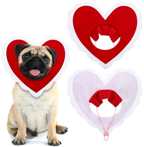 Geyoga Valentinstags-Hundekostüm, niedlicher Haustierhut, Kleidung, rote Herzen, Kopfbedeckung für Katzen, Hunde, verstellbar, Geburtstag, Urlaub, Hut (klein) | Party-Kopfbedeckung für Foto-Requisiten, niedliches Geburtstags-Urlaubskostüm-Zubehör, weicher Stoff