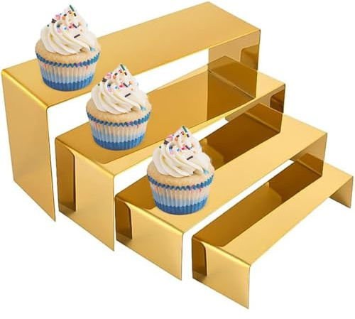 Espositore per scarpe, espositori per alzate | Espositore per espositori per espositori in oro. Espositore per figurine - Cubo espositore, alzascarpe, supporto per cupcake in acciaio inossidabile per