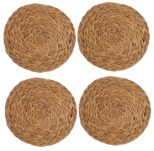 HOLIDYOYO 4pcs Elegant Round Table Placemats Cup Pads Heat Insulation Skid-resistant Coasters