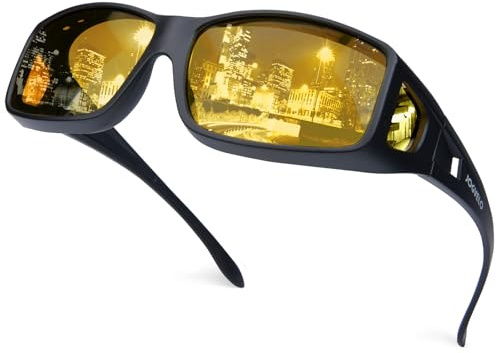 JOGVELO Lunettes de Conduite Nocturne, Lunettes de Vision Nocturne Anti-éblouissement pour Homme et Femme, Noir Mat/Vision Nocturne