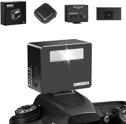 CAMEDAFLX CF1 Mini Camera Flash Aluminum Camera Flash GN15,7 Power Levels Hot Shoe mini Flash for Ricoh GR3/Canon/Nikon/Sony ZV1/Fuji/Mini Manual Flash for Digital Film Camera/DSLR Cameras(Black).