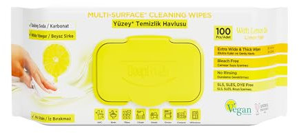DeepFresh Lemon Scented Multi-Surface Cleaning Wipes, 100 Pieces, 12 Pack, Antibacterial, Cleaning, Big, Floor,