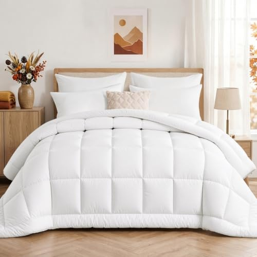 RUIKASI Edredon Nórdico Cama 105 - Relleno Nórdico 200x200 cm, Edredón para Invierno de Fibra 450gr/m², Suave Y Calentito