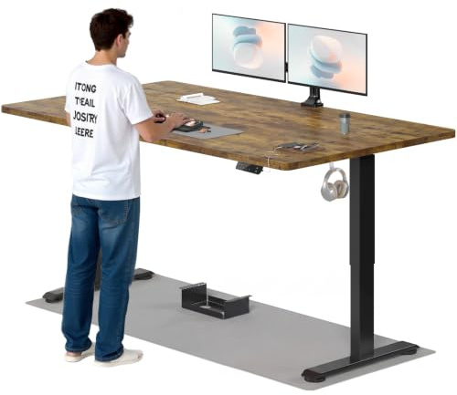 TRIUMPHKEY Höhenverstellbarer Schreibtisch 200x80cm, Dualmotor & USB-A
