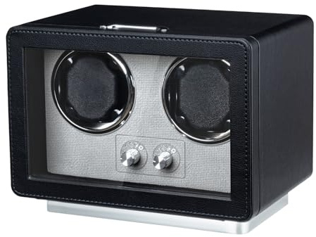 Mcbazel Double Watch Winder for 2 Automatic Watches, Dual Watch Winder Box with LED Light, Super Quiet Motor, Gift for Man/Woman, Black