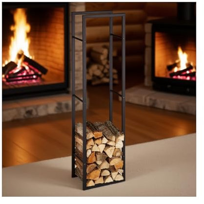 HBOOMOEM Kaminholzregal Aussen Metall，Brennholzregal Aus Metall，Holzunterstand FüR Brennholz AußEn，Einfacher Aufbau, Indoor Und Outdoor/Kamin/Camping, Holzregal.