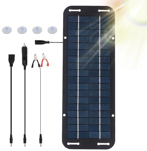 Caricabatteria solare per auto | Kit pannello solare 18 V 5 W | Caricabatterie portatile ad alta efficienza per uso esterno per veicoli,