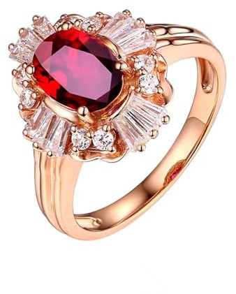 Mesnt Damen Ehering, 18K Rotgold Ring für Frauen with Im Labor hergestellter Rubin 1.2ct und Im Labor hergestellter Diamant, Größe 60 (19.1)
