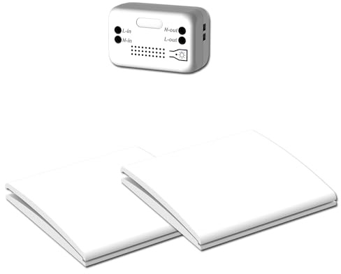 Interruptor inalámbrico VIVIS, sin necesidad de cableado, sin baterías, generación de energía manual, alcance efectivo en interiores de hasta 80 metros, resistente al agua, seguro. (2 To 1)