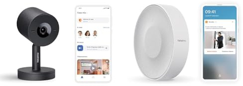 Netatmo Smart Indoor Camera Advance + Smart Indoor Siren - Riconoscimento facciale ottimizzato da AI, audio bidirezionale, campo visivo grandangolare a 130°, 2K HDR, 30 fps, zoom X16, 2x SD – Nero