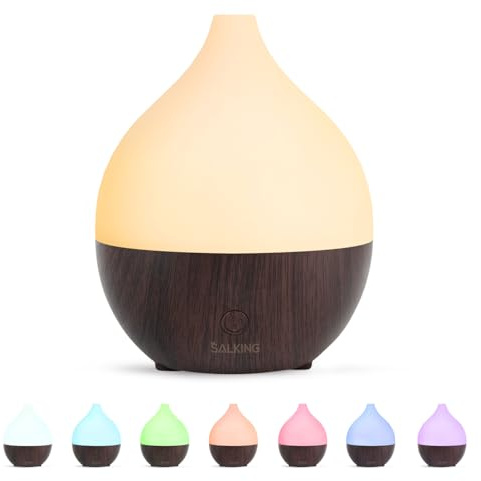 SALKING Aroma diffuser eteriska oljor – 100 ml diffuser aromaterapi rumsdoft rumsdiffuser ultraljud svart träkorn doftoljediffusorer RGB doftlampa för sovrum hem kontor