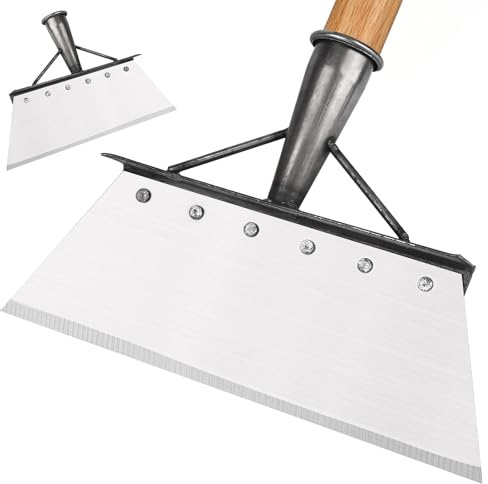 HOMIKLSA Pelle de Nettoyage multifonctionnelle en Acier au manganèse - Grande Pelle de Jardin Plate de 30 cm - pour enlever Les Mauvaises Herbes et la Mousse, Le dégivrage et la Neige - Outil de