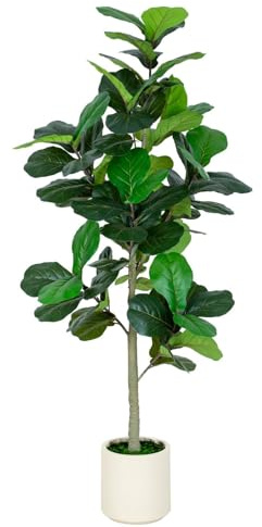 Arborvigro Artificial Fiddle Leaf Fig Tree 6FT Tall Faux Ficus Lyrata Tree with Planter Fig Silk Artificial Floor Plant Realistic for Indoor Outdoor Home Office Living Room Decor Housewarming Gift
